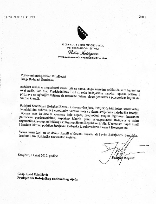 Telegram Bakira Izetbegovica